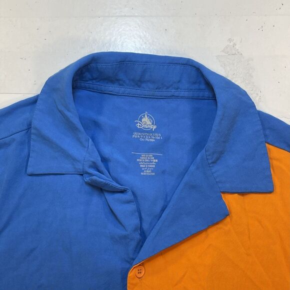 DISNEY INSIDE OUT JOY BUTTON UP COLOR BLOCK HAWAIIAN STYLE SHIRT Mens S Rayon - Picture 5 of 6